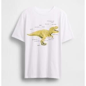 Gap Kids Graphic T Shirt Size XXL 100% Organic Cotton Dinosaur Optic White